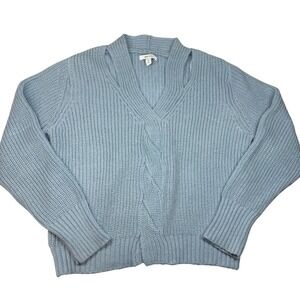 Nine West Baby Blue Twist Sweater Womens Medium Cozy Chunky Cable Knit Icelandic